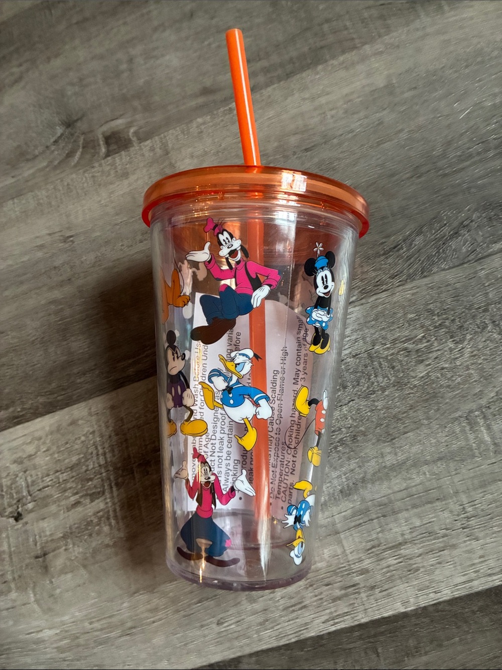 Disney Parks 16 oz Orange Lid & Straw Character Party Tumbler Brand New